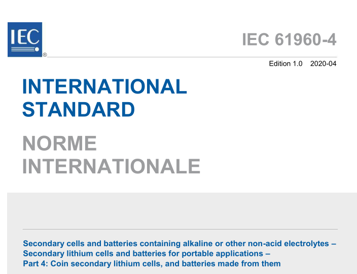 IEC 61960-4:2020 pdf download